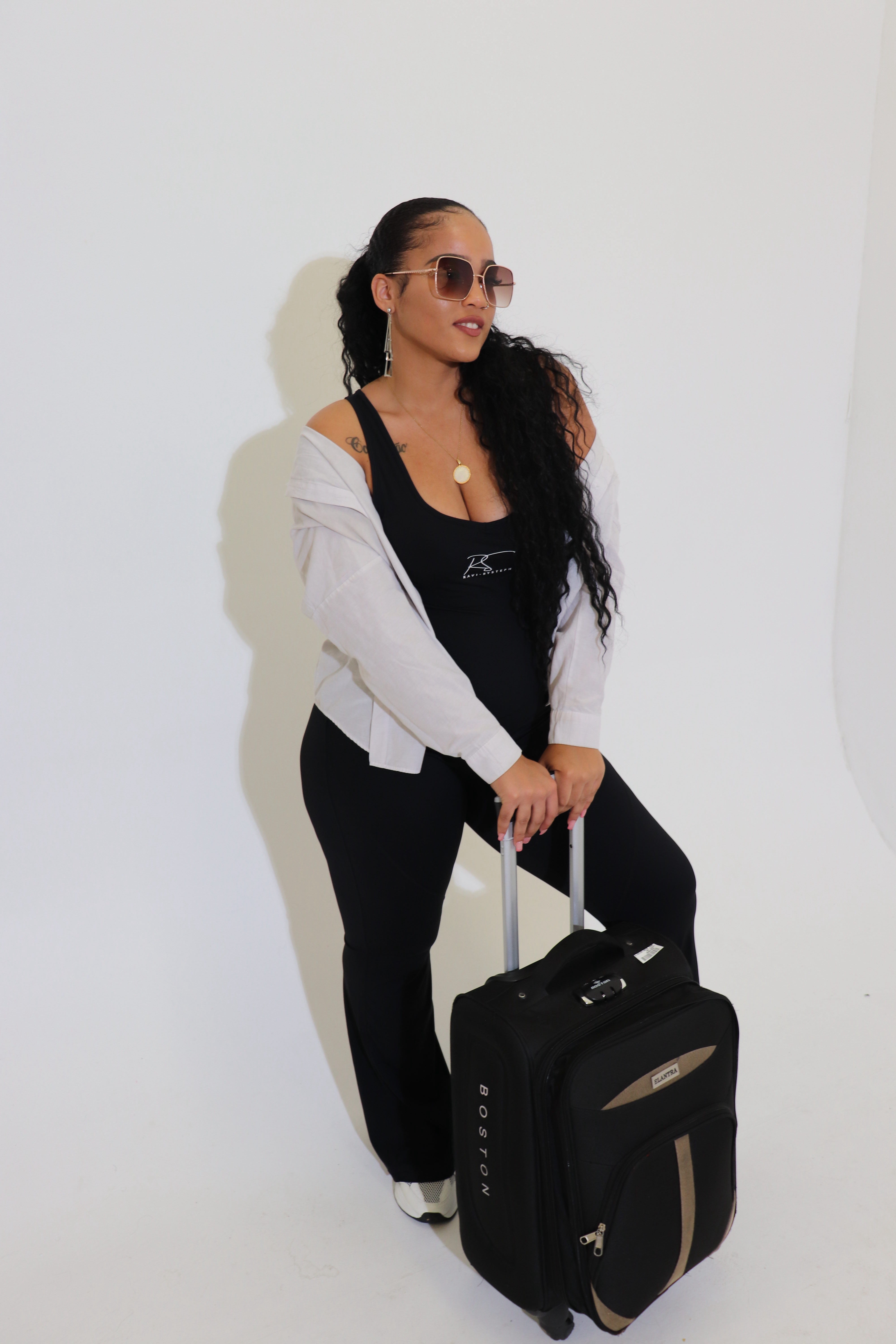 Black Backless Flare Leg Jumpsuit