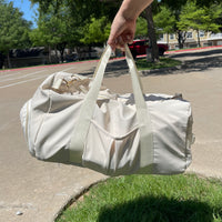 Beige Duffel Bag with Shoe Compartment