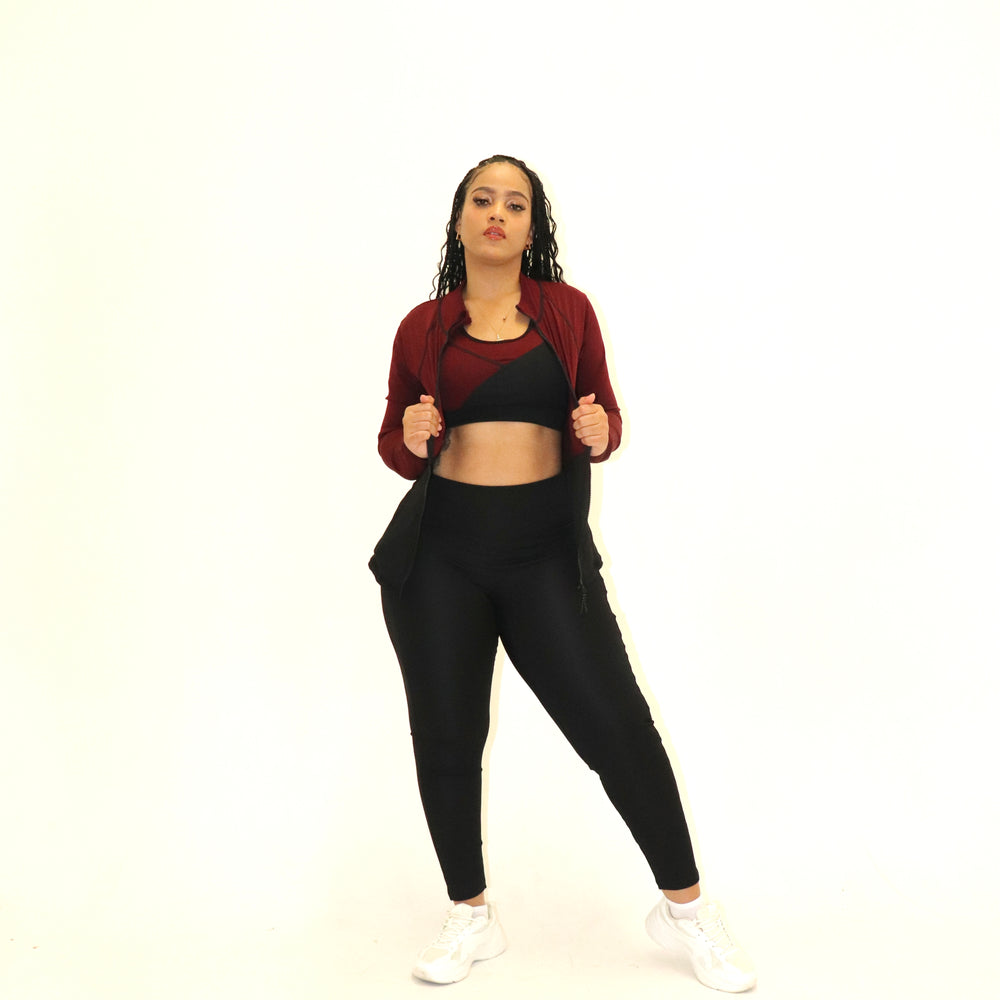
                  
                    3 Piece Matching Workout Sets in Burgundy/Black - Ravi-bySteph
                  
                