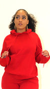 Cozy Relaxed Fit Pullover Hoodie in Red