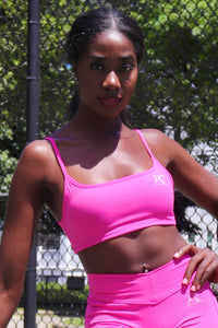 Sun's Out Twist-Back Sports Bra in Bubblegum
