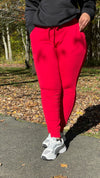French Terry Boyfriend Jogger in Red