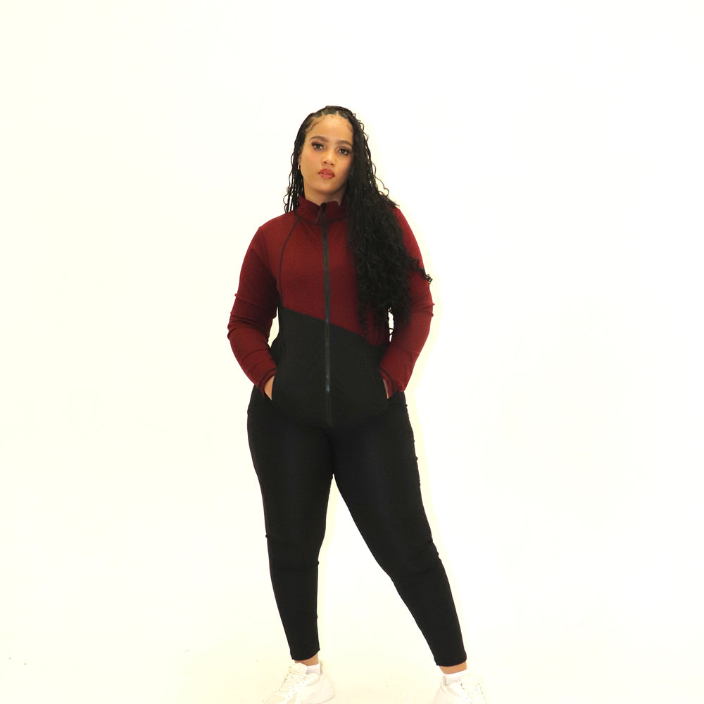 
                  
                    3 Piece Matching Workout Sets in Burgundy/Black - Ravi-bySteph
                  
                