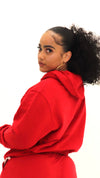 Cozy Relaxed Fit Pullover Hoodie in Red