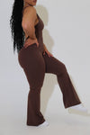 Backless Flare Leg Jumpsuit in Brown
