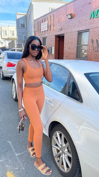 High Waisted Leggings Set in Toasty Almond